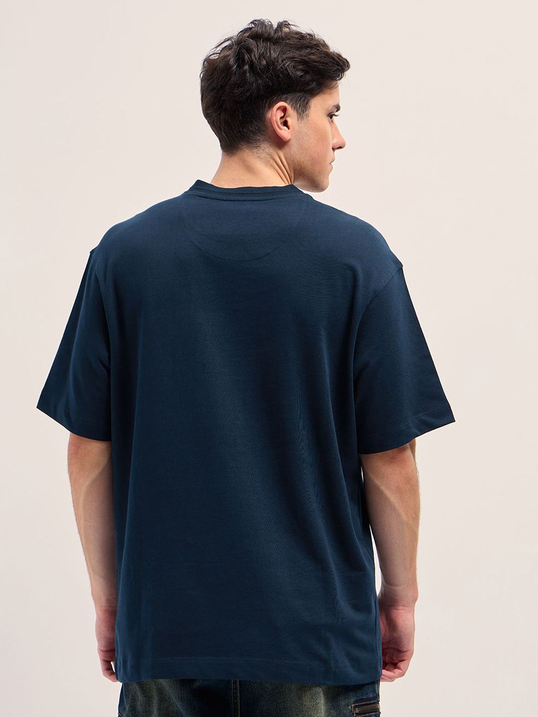 THE BEAR HOUSE Men Graphic Printed Round Neck Cotton Oversized T-shirt