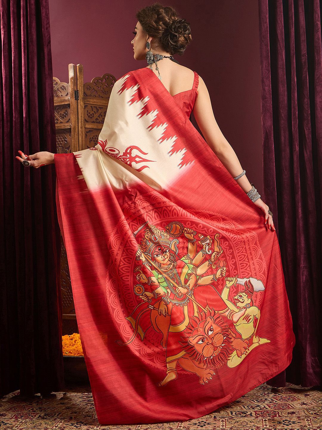 Saree mall Ethnic Motifs Printed Saree With Blouse Piece