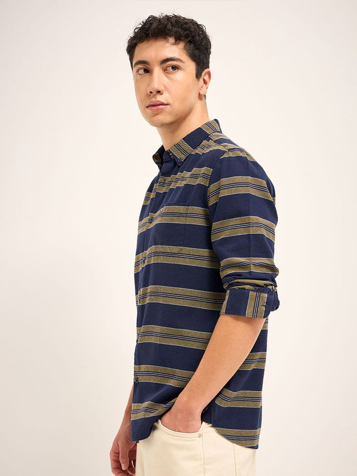 THE BEAR HOUSE Men Slim Fit Striped Casual Shirt