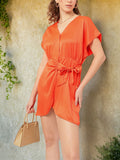 DressBerry Tea Party Chic Tie-Up Mini Wrap Dress