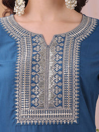 KALINI Women Woven Design Embroidered Kurta with Trousers & Dupatta