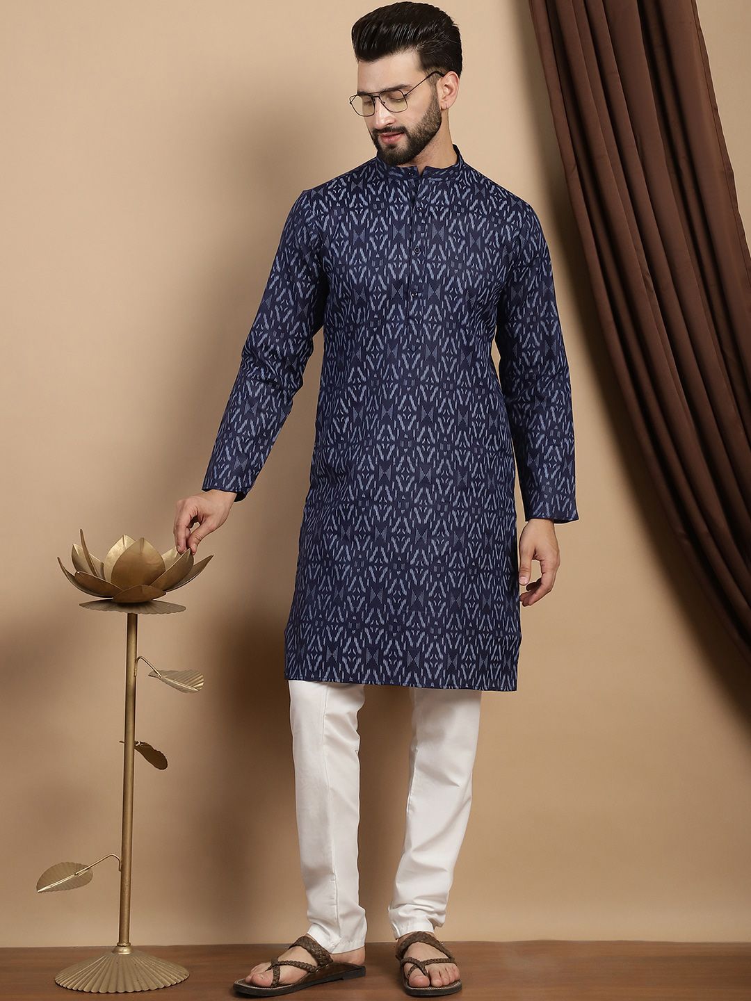Anouk Floral Printed Regular Pure Cotton Kurta & Churidar