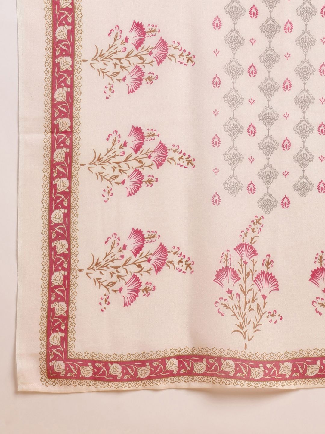 KALINI Floral Printed Mirror Work Straight Kurta with Trousers & Dupatta