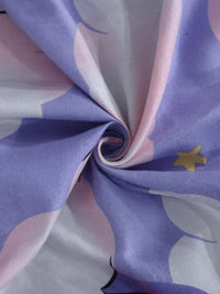 KLOTTHE Violet Conversational Cotton 300 TC King Fine Bedsheet dengan 2 Sarung Bantal-98 x 89 inci