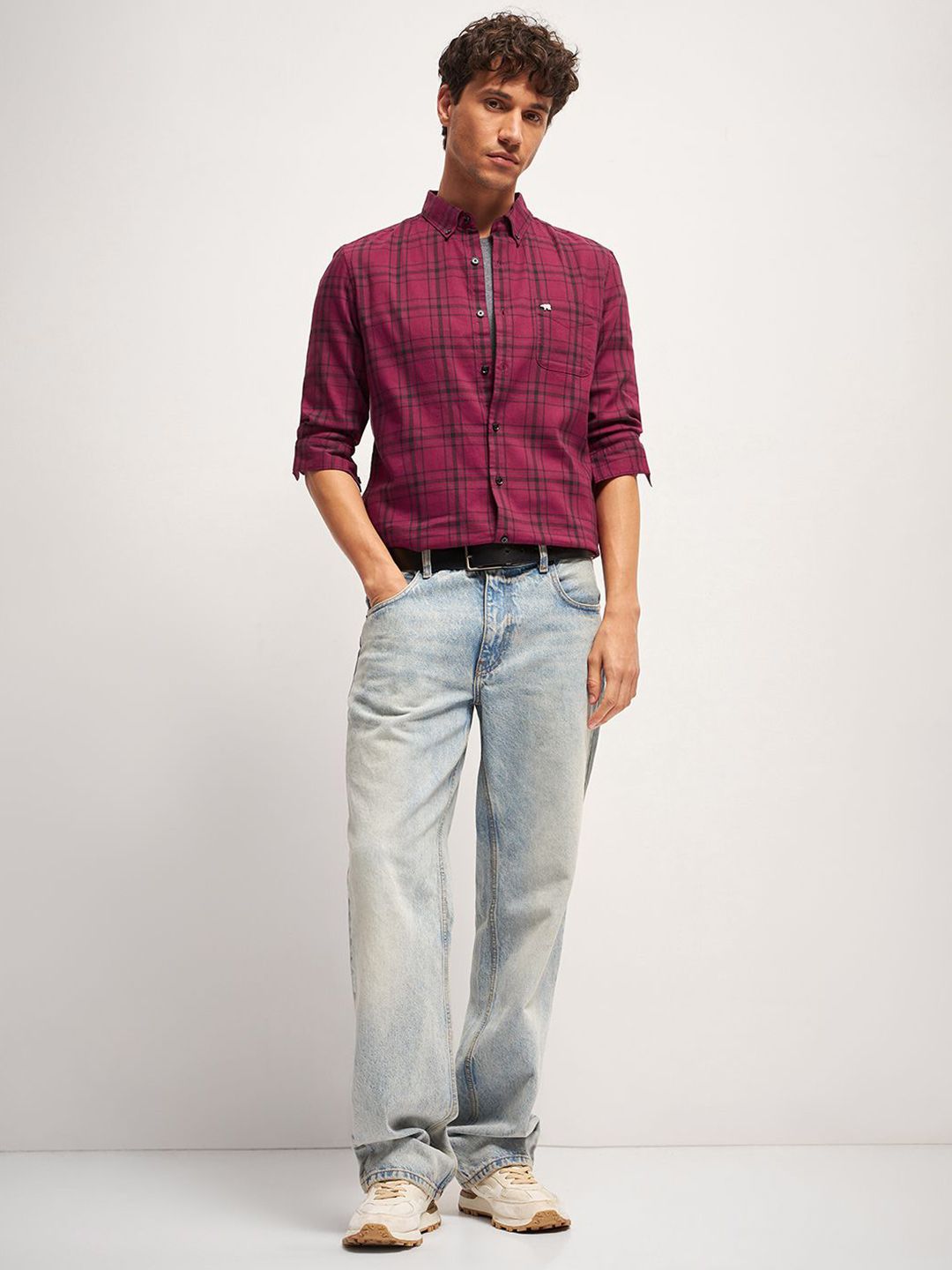 THE BEAR HOUSE Men Slim Fit Tartan Checks Opaque Checked Casual Shirt