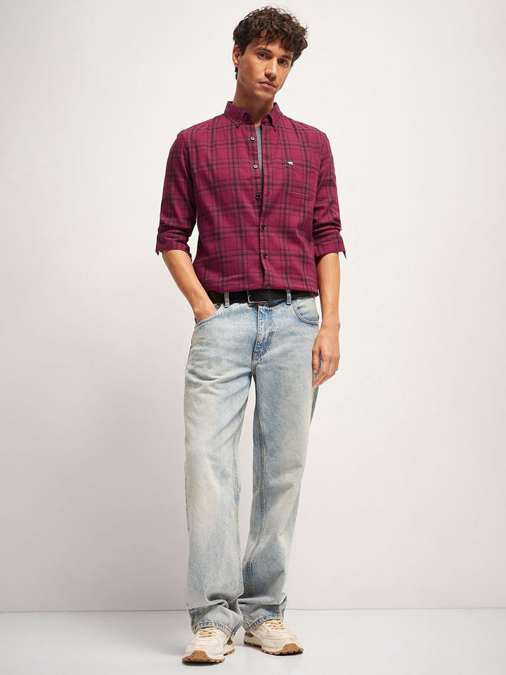 THE BEAR HOUSE Men Slim Fit Tartan Checks Opaque Checked Casual Shirt