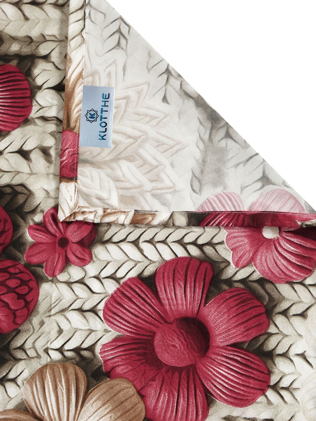 KLOTTHE Beige Floral Printed 300TC King 7D Bedsheet With 2 Pillow Covers-2.50mx2.25m