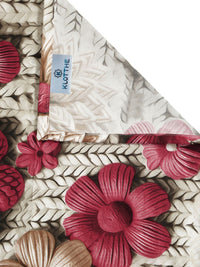 KLOTTHE Beige Floral Printed 300TC King 7D Bedsheet With 2 Pillow Covers-2.50mx2.25m