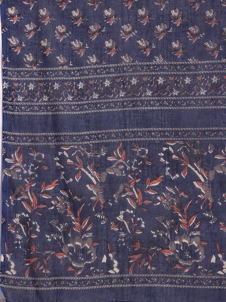Libas Floral Printed Pure Cotton Straight Kurta With Trouser & Dupatta
