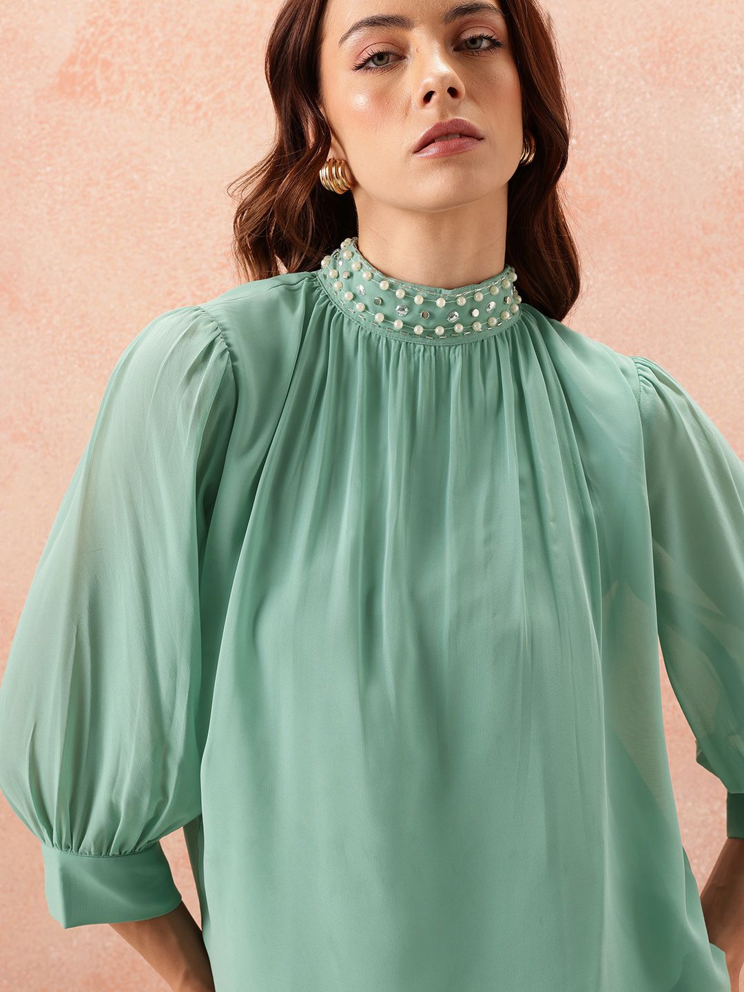 all about you Embellished High Neck Top