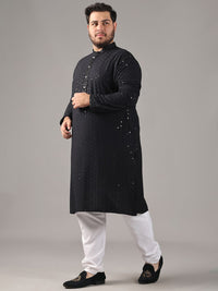 SOJANYA PLUS Plus Size Men Ethnic Motifs Embroidered Pure Cotton Straight Kurta & Pyjamas