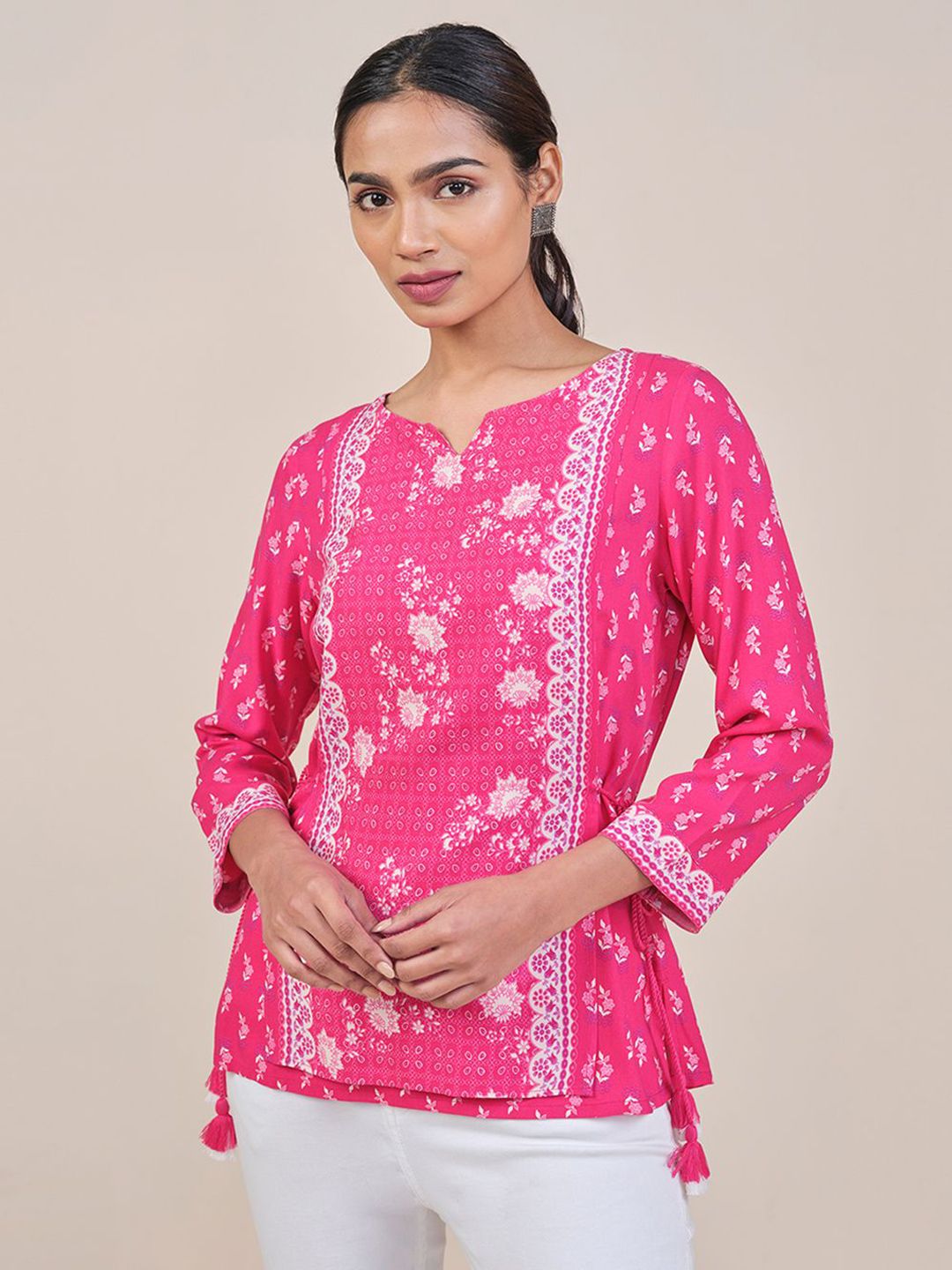 Global Desi Ethnic Motifs Printed Top