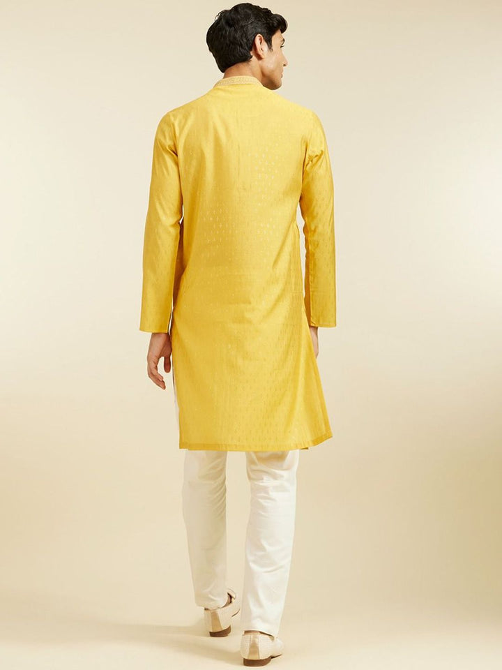 Diwas by Manyavar Geometric Woven Design Mandarin Collar Straight Kurta