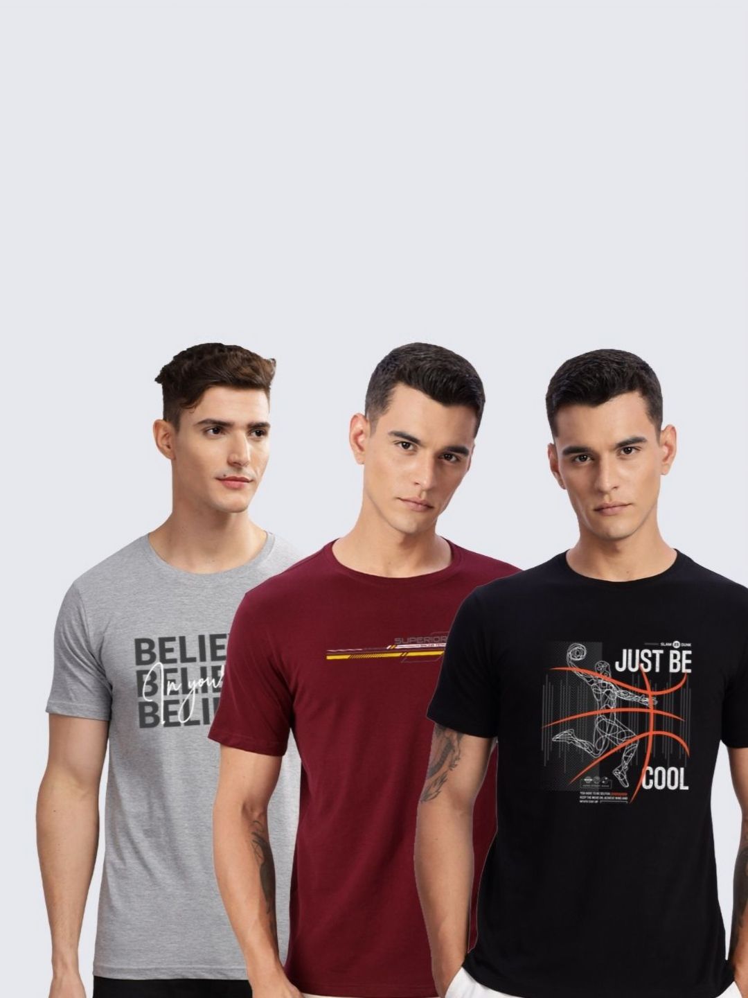 ADRO Men Pack Of 3 Typography Printed T-shirt