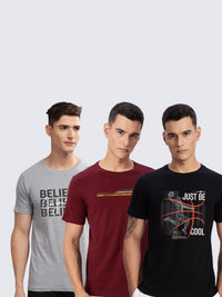 ADRO Men Pack Of 3 Typography Printed T-shirt