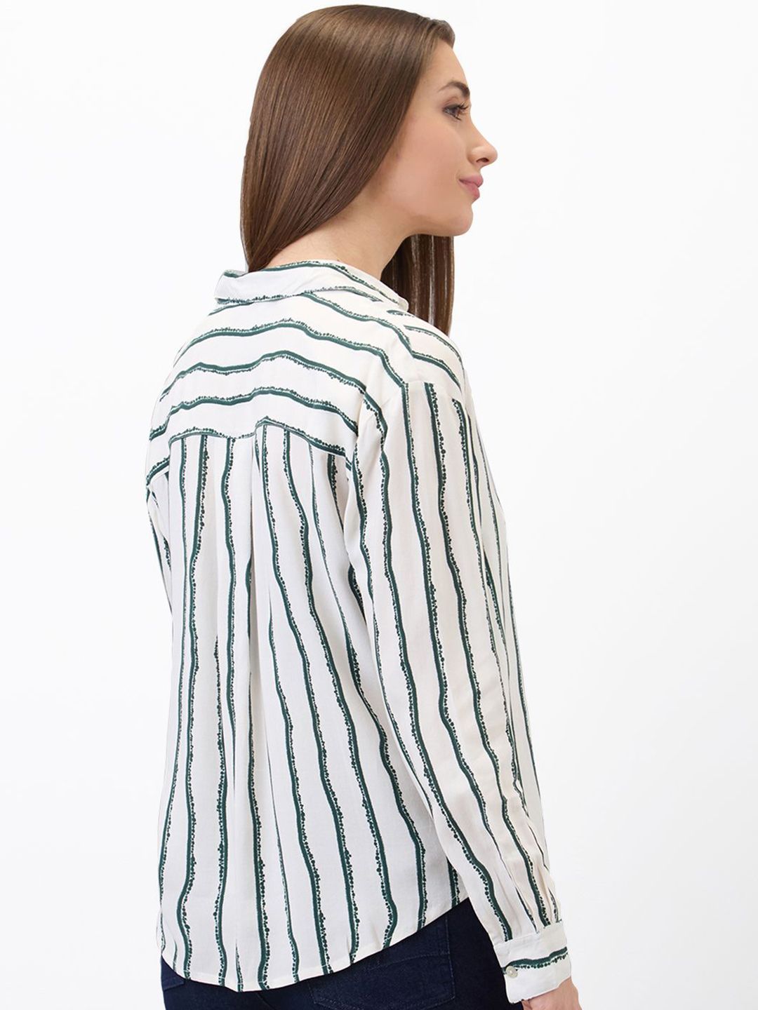 SPYKAR Women Spread Collar Vertical Striped Casual Shirt