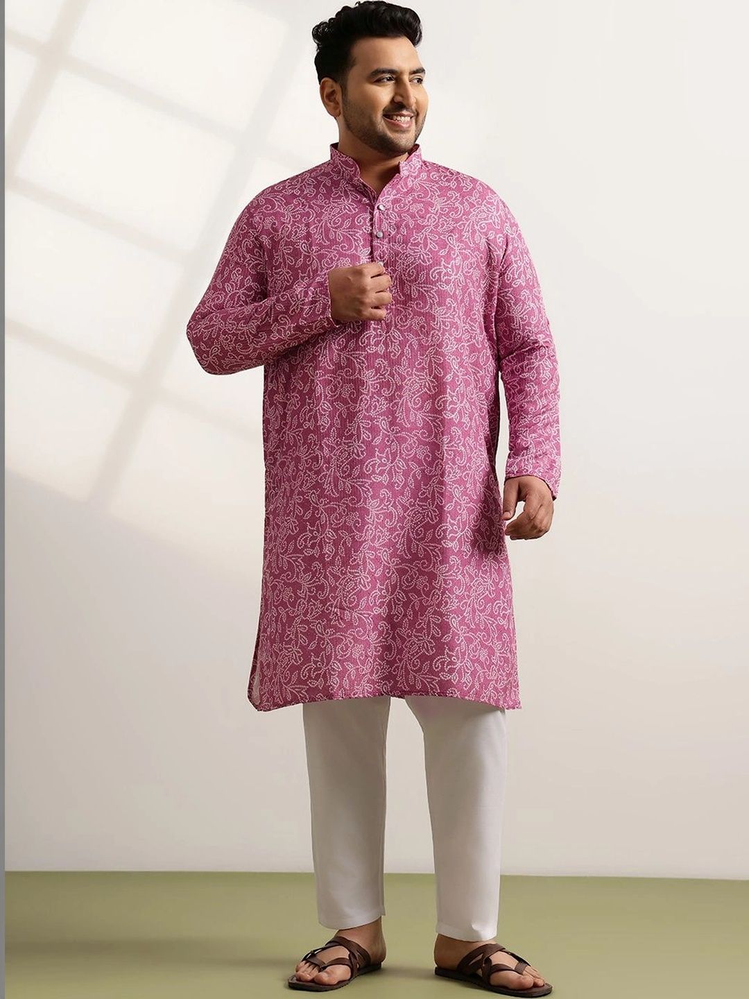SOJANYA PLUS Men Ethnic Motifs Printed Regular Kurta with Trousers
