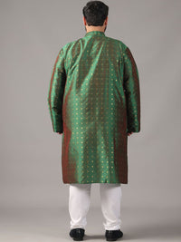 SOJANYA PLUS Plus Size Lelaki Rekaan Tenun Geometrik Kurta Lurus Dengan Piyama