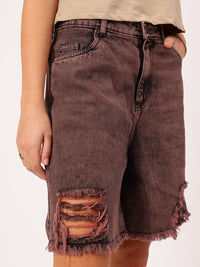 DressBerry Women Elevated Denim Frayed Ripped Shorts