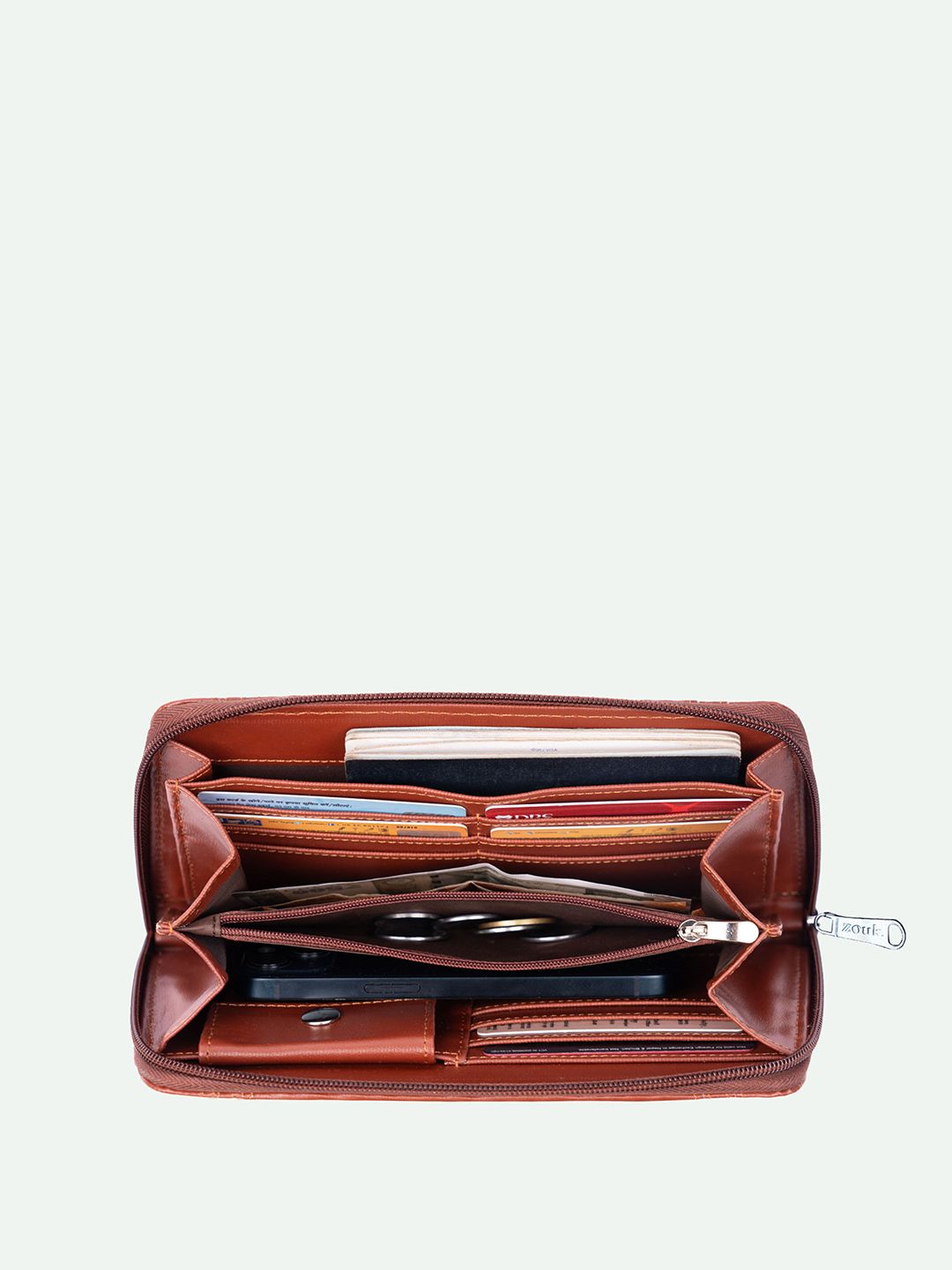 ZOUK Women Ethnic Motifs Printed Leather Zip Around Wallet