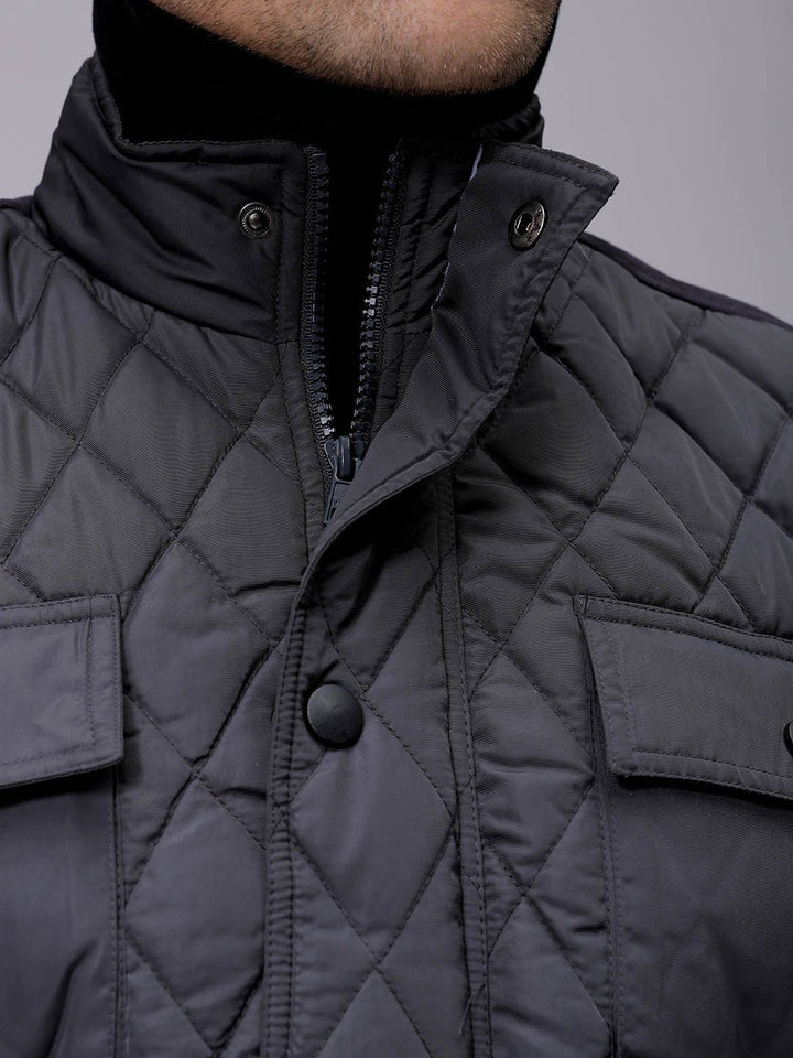 The Indian Garage Co Men Puffer Jacket with Patchwork