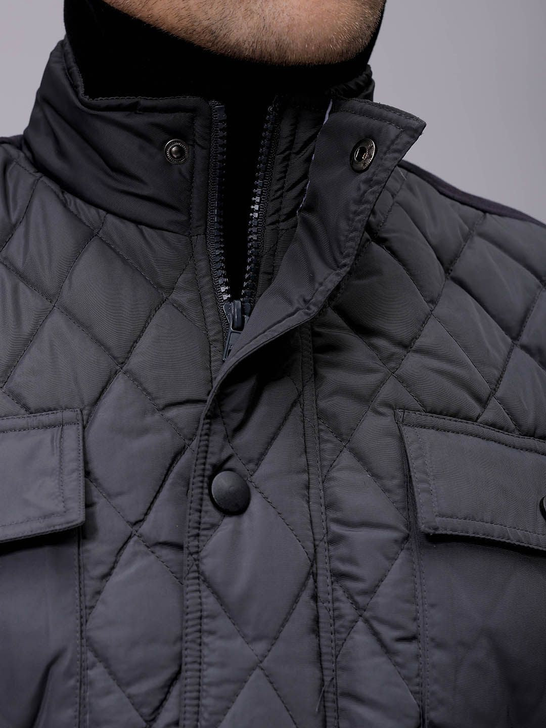 The Indian Garage Co Men Puffer Jacket with Patchwork