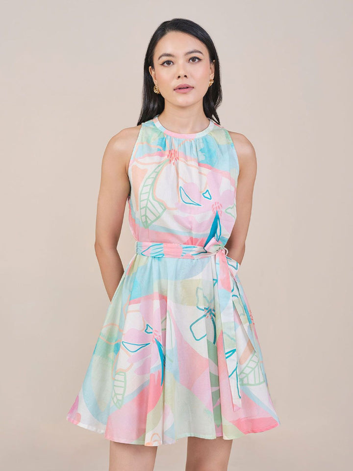 Dan wanita Cotton Floral Printed Fit & Flare Dress