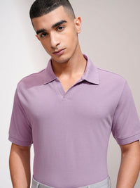 HIGHLANDER Men Solid Polo Collar Cotton T-shirt