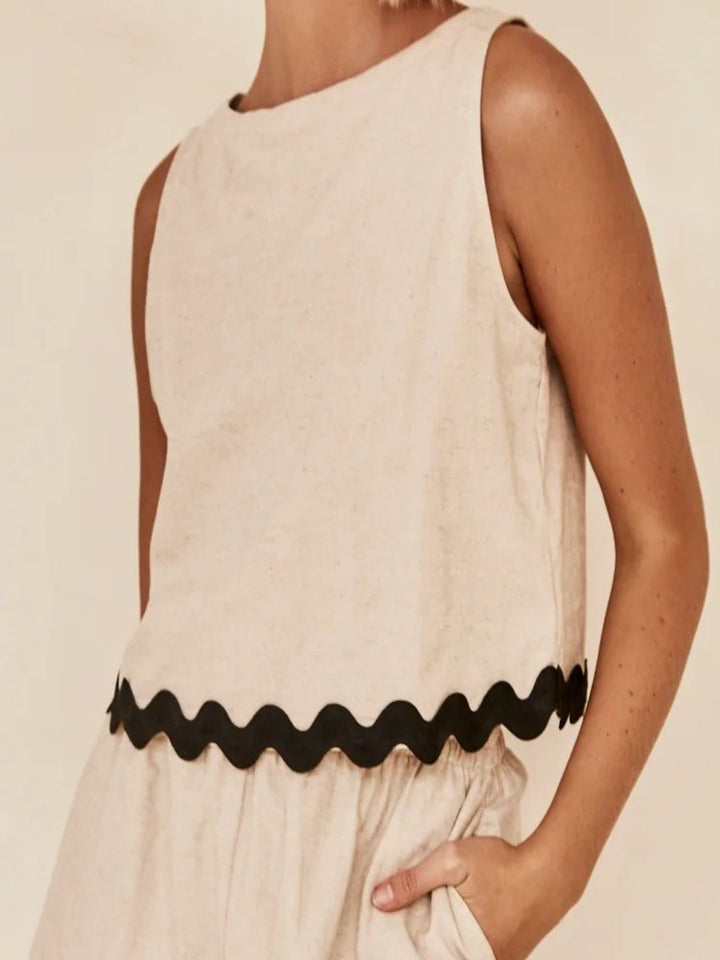 all about you Ruffle Waves Round Neck Top With Shorts Co-Ords