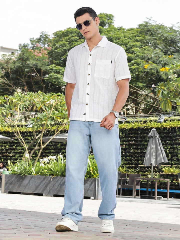 Thomas Scott Men's Premium Seersucker Cotton Casual Shirt