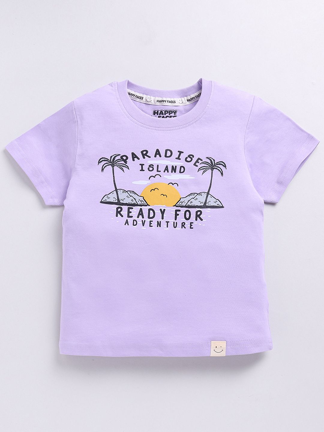 Happy Faces Boys Pure Cotton Typography & Graphic Printed T-shirt