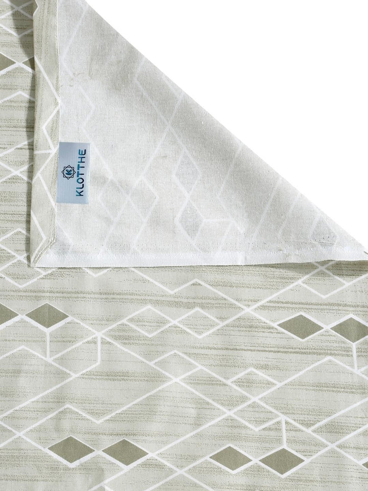 KLOTTHE Olive Green Geometric 400 TC Super King Bedsheet with 2 Pillow Covers