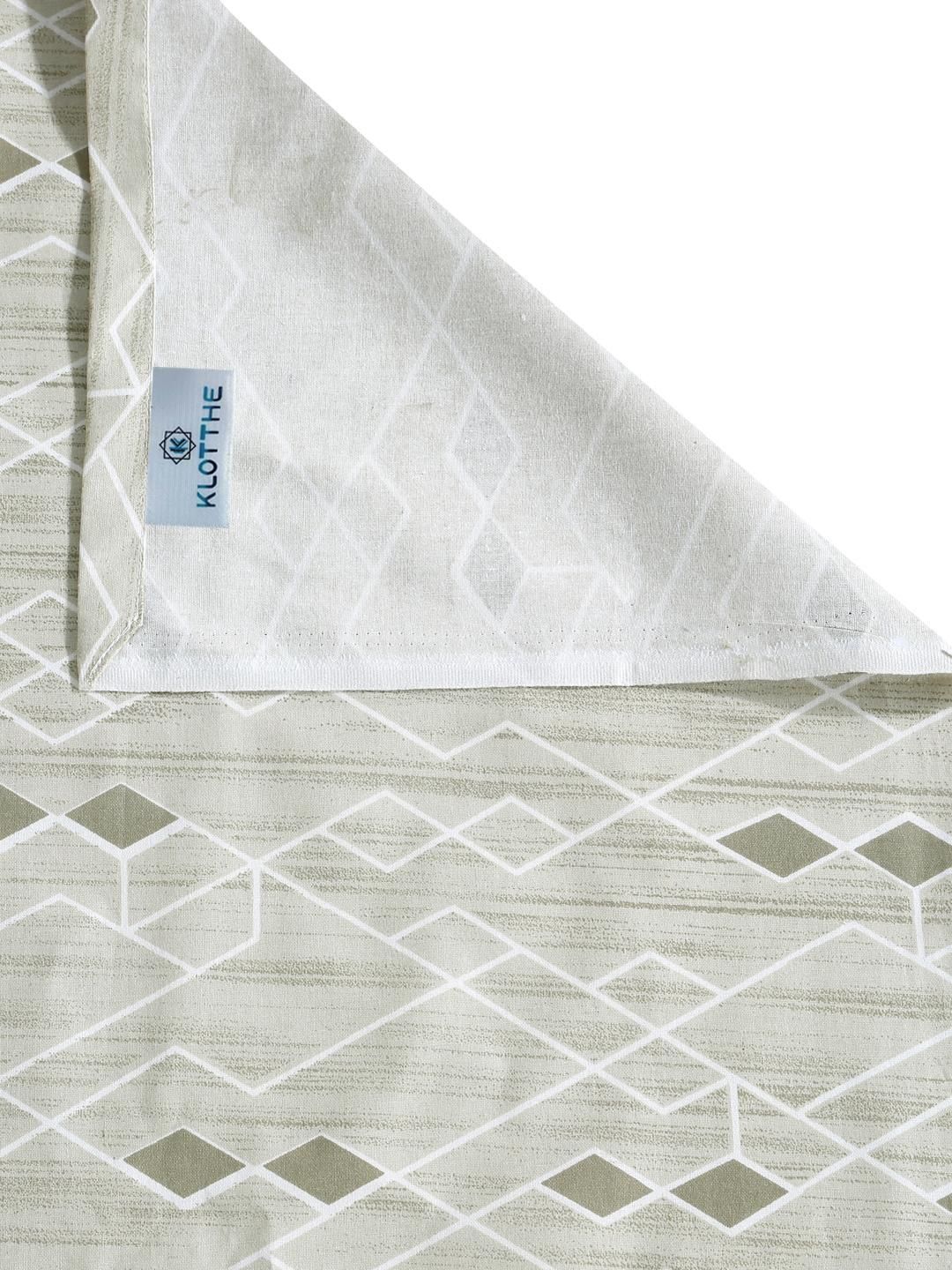 KLOTTHE Olive Green Geometric 400 TC Super King Bedsheet with 2 Pillow Covers