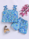 Moms Love Infant Girls Cotton Floral Print Top with Shorts