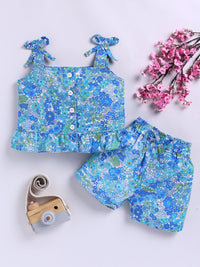 Moms Love Infant Girls Cotton Floral Print Top with Shorts