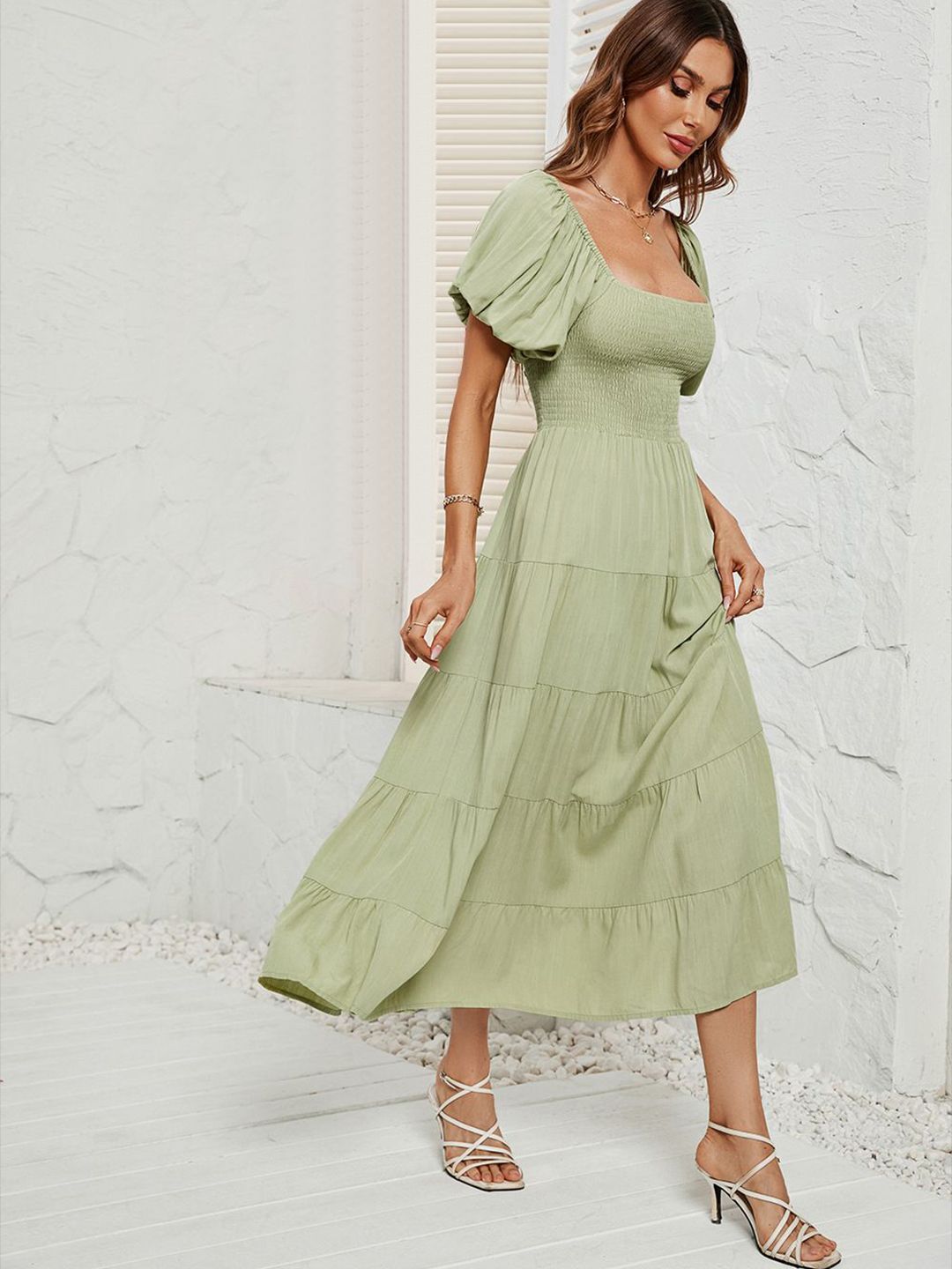 all about you Flutter Sleeve Fit & Flare Midi Dress