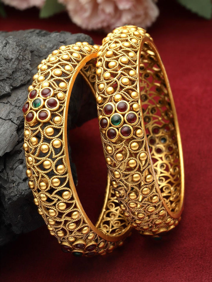 Set PANASH 2 Gelang Antik Bersalut Emas 24 CT