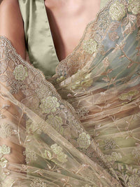 Tikhi Imli Floral Embroidered Net Saree