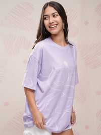 Tokyo Talkies Women Graphic Printed Round Neck Oversized Mickey Mouse Tshirt