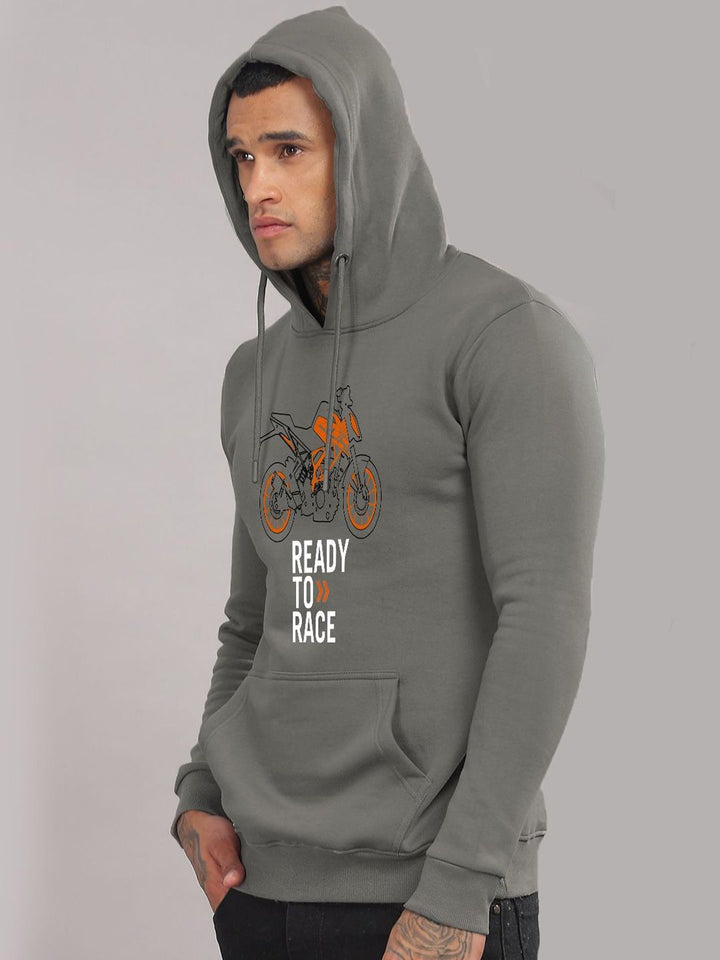 ADRO Men Printed Hooded Pure Cotton Sweatshirt