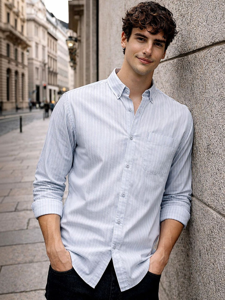 ADRO Men Standard Striped Casual Shirt