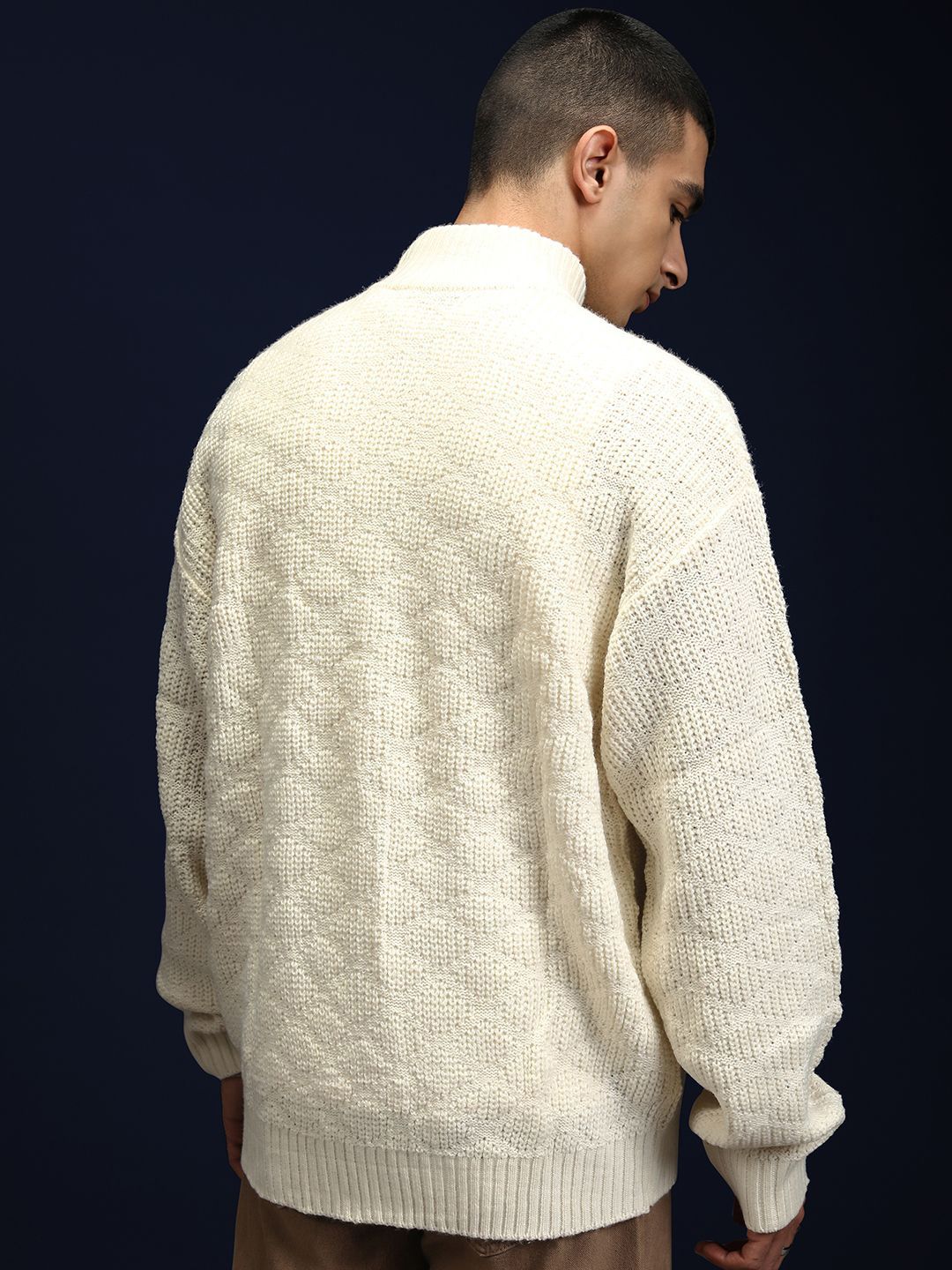 HIGHLANDER Men Cable Knit with Zip Detail Detail