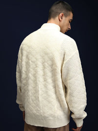 HIGHLANDER Men Cable Knit with Zip Detail Detail