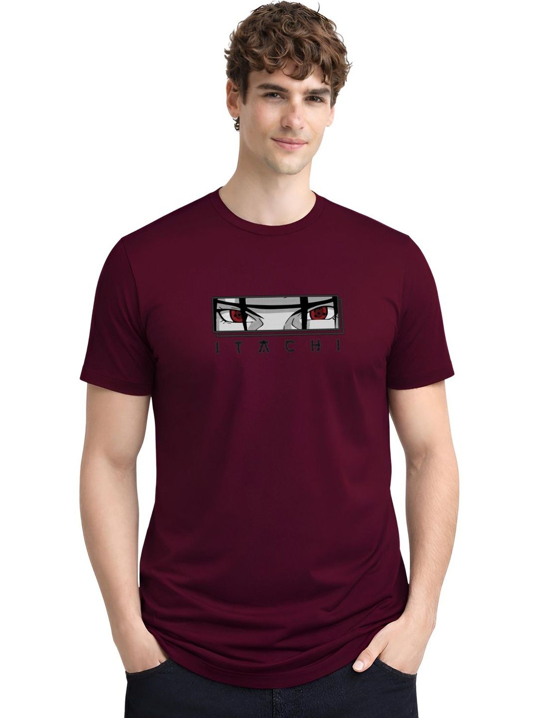 ADRO Graphic Anime Eye Printed Printed Leher Bulat Lengan Pendek Cotton T-shirt