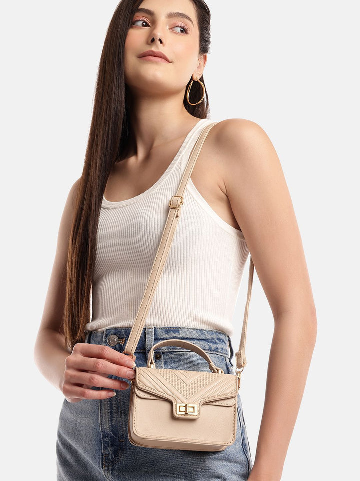 DressBerry Textured Structured Satchel Bag