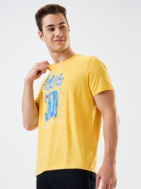 SPYKAR Men Graphic Printed Round Neck Cotton Slim Fit T-shirt