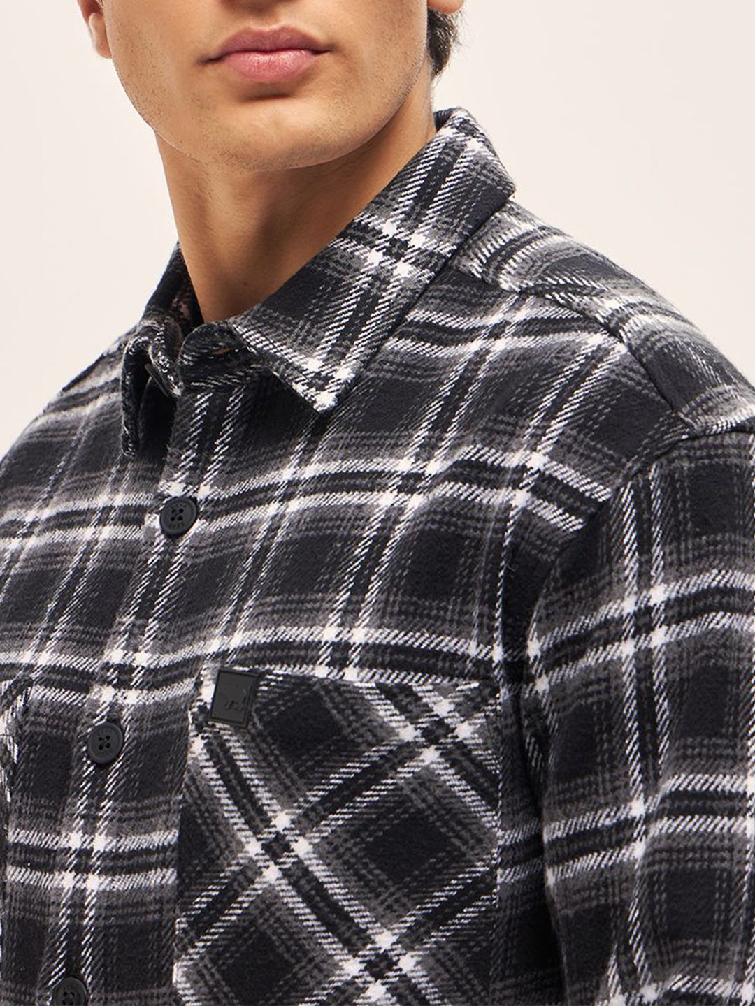 THE BEAR HOUSE Pure Cotton Spread Collar Tartan Checked Relaxed Fit Casual Shirt