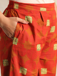 Mamicha Women Printed Regular Thread Work Pure Cotton Kurta with Palazzos