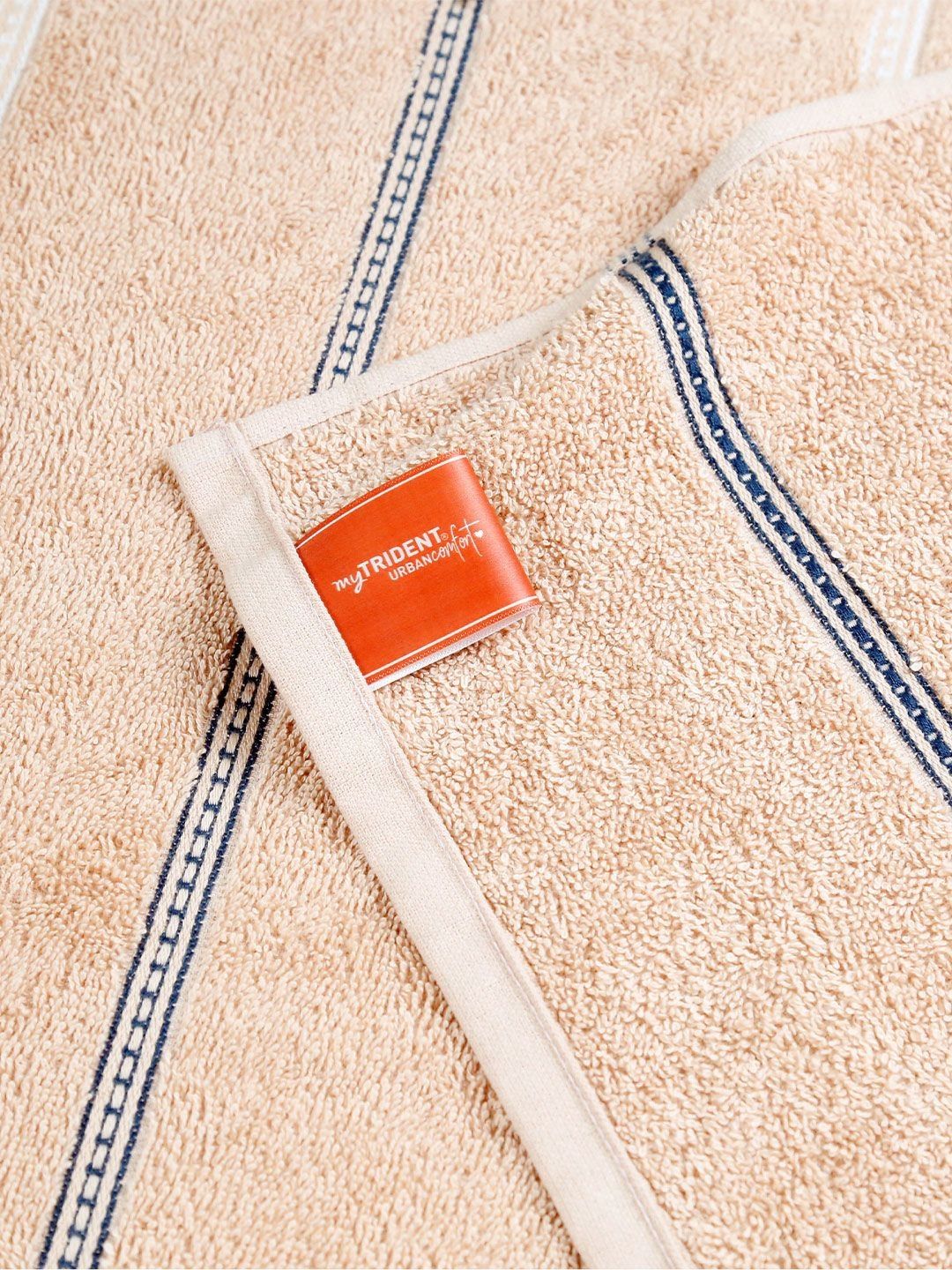MYTRIDENT Brown & White Striped Cotton 450 GSM Bath Towel