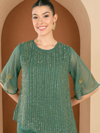 Antheaa Embellished  Round Neck Top & Palazzo Co-Ords
